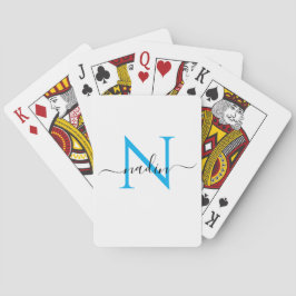 Baralho Custom Blue Monogram Name Playing Cards