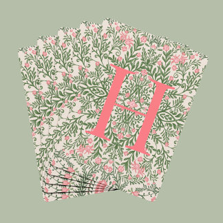 Baralho Custom Monogram Pink & Green Floral Pattern Cards