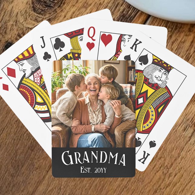 Baralho Custom Name Grandma Established Year Photo (Criador carregado)