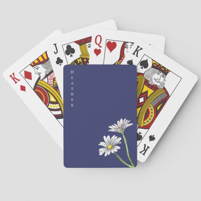 Baralho Custom Watercolor Daisy Floral Boho Christmas Gift (Verso)