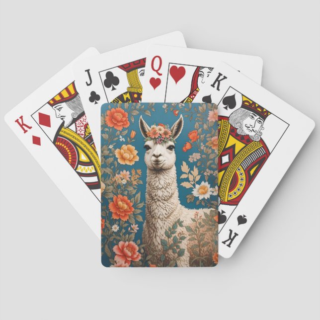 Baralho Cute Llama William Morris Inspirou Floral (Verso)