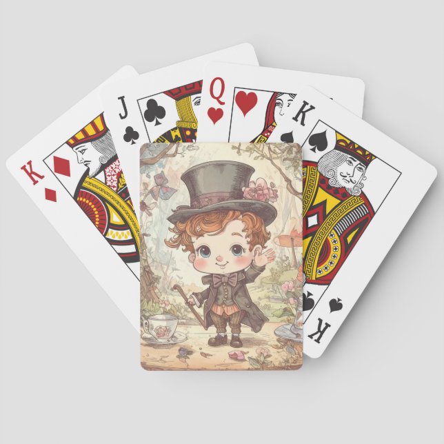 Baralho Cute Mad Hatter Whimsical Wonderland Woodland Art (Verso)