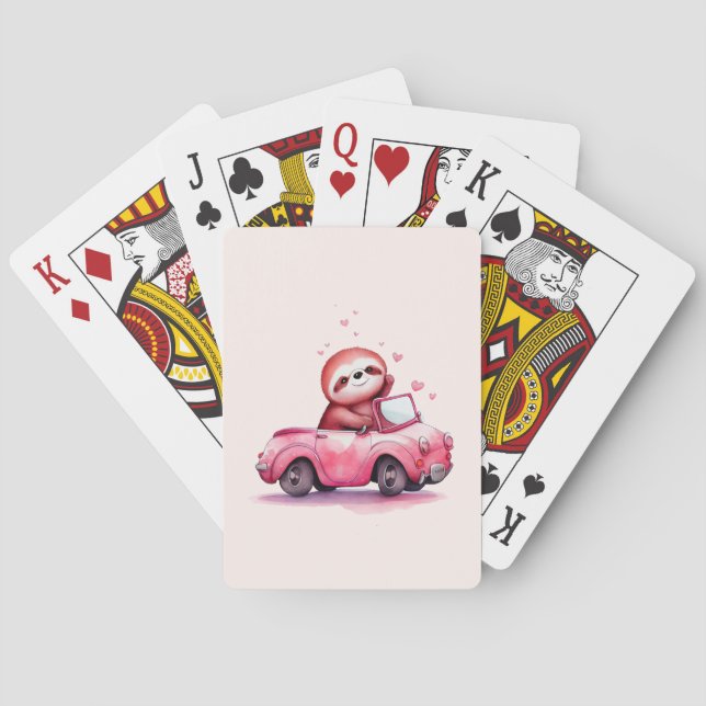 Baralho Cute Sloth Driving a Pink Convertible (Verso)