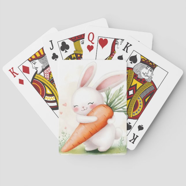 Baralho Cute Watercolor Spring Bunny Carrot (Verso)