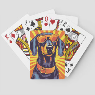 Baralho Dachshund Pop Art Design Divertido e Vibrante para