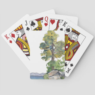 Baralho de Cartas com Design de Lago em Aquarela