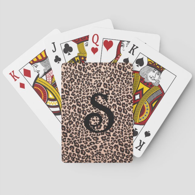 Baralho de Cartas com Monograma e Estampa de Leopa (Verso)