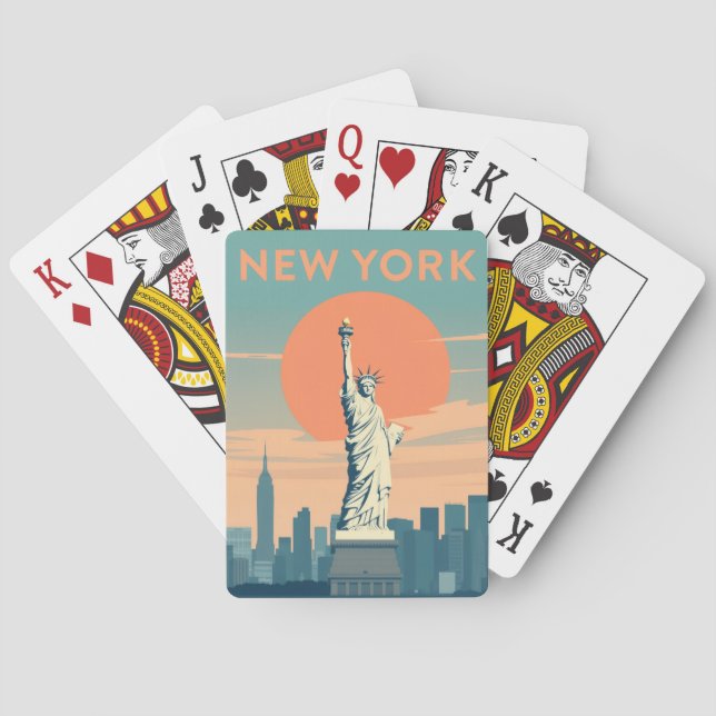 Baralho de Cartas de Nova York Cidade Viagem Vinta (Verso)