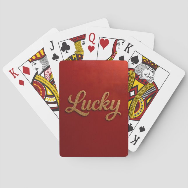 Baralho de Cartas Luxo Lucky Script Vermelho Doura (Verso)