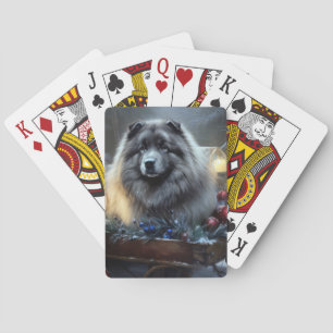 Baralho Decoração de Natal de Keeshond Snowy Sleigh