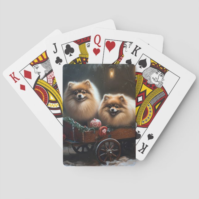 Baralho Decoração de Natal Pomeraniana Snowy Sleigh (Verso)