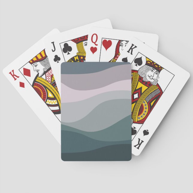 Baralho decoração de ondas retro roxas e turquesas (Verso)