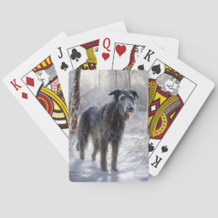 Baralho Deerhound Escocês Deixe-o nevar no Natal
