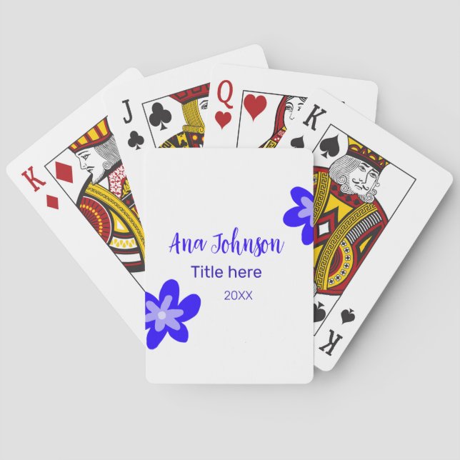 Baralho Denominação do rabisco de flor azul título ano 20X (Verso)