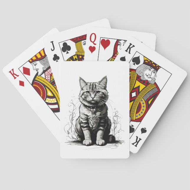 Baralho Desenho a Lápis de Gato Fofo (Verso)