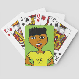 Baralho desenho animado de criança negra esportiva