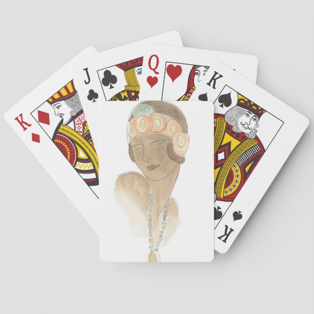 Baralho Desenho da Moda Flapper - Mulher com Cabeça (Verso)