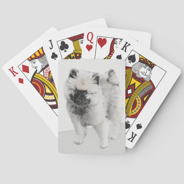 Baralho Desenho de Cachorro Keeshond - Arte Original de Ca (Verso)