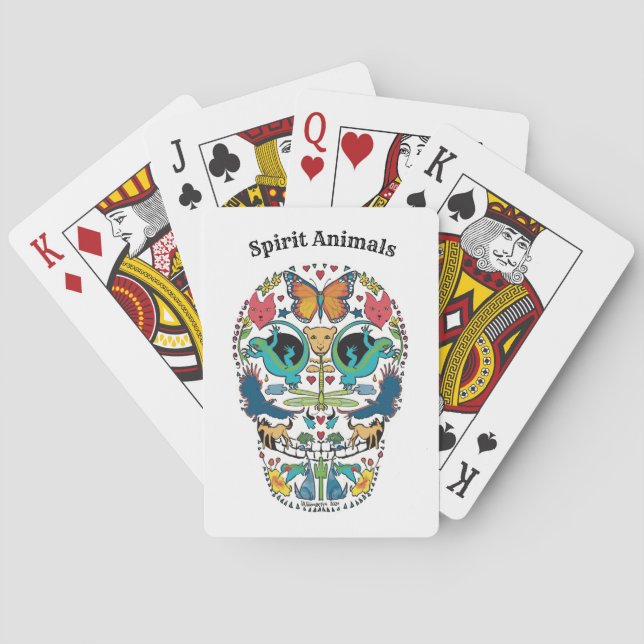 Baralho Desenho de Crânio de Açúcar de Animal Espiritual e (Verso)