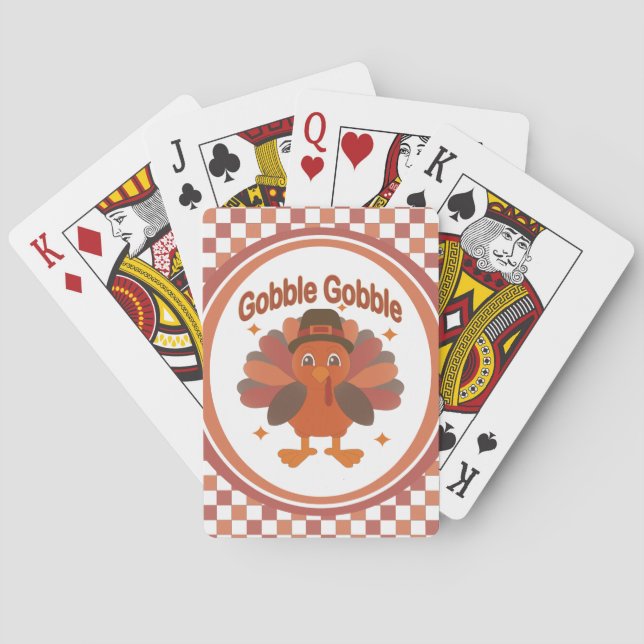 Baralho Desenho de peru de Ação de Graças fofo – “Gobble G (Verso)