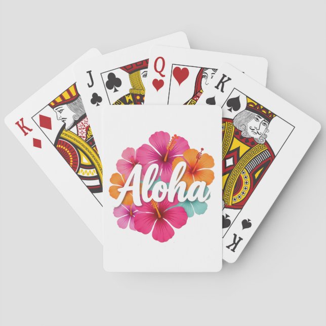 Baralho Desenho Havaiano do Sonho do Hibisco Aloha Havaí F (Verso)