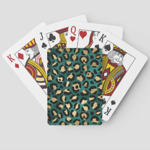 Baralho Design da Série Leopardo Azul-Verde e Dourado 3