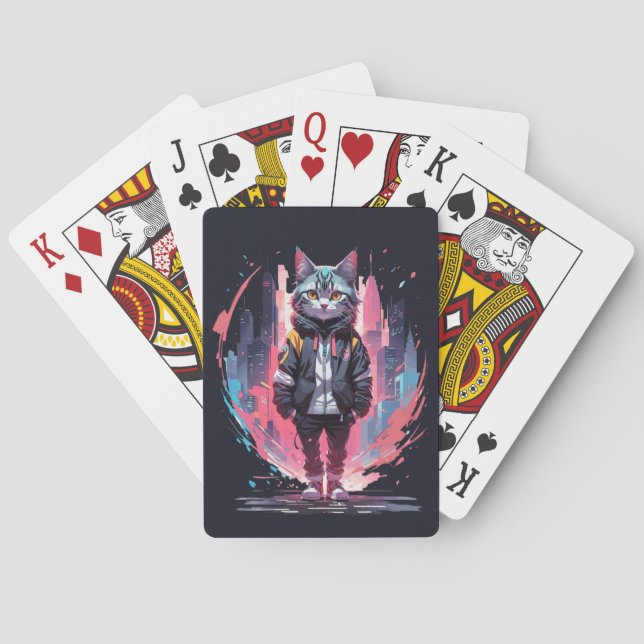 Baralho Design de Gato Fofo e Elegante (Verso)