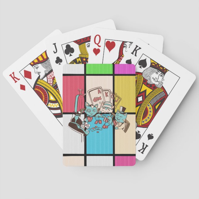 Baralho Design de Gatos Engraçados Jogando Poker (Verso)