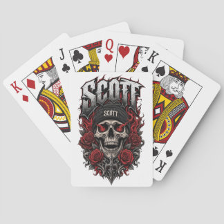 Baralho Design de Nome Personalizado Scott Gothic Skull