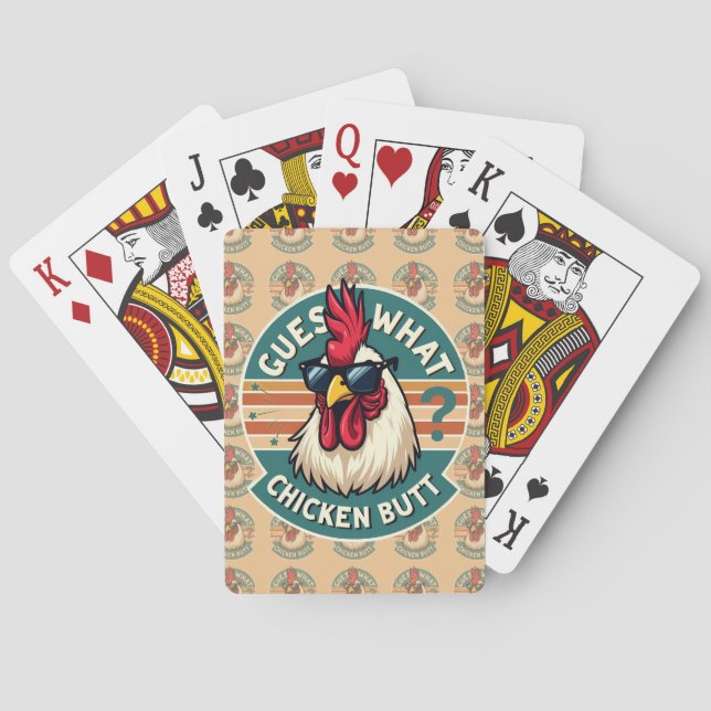 Baralho Design de piada engraçada de frango retrô (Verso)