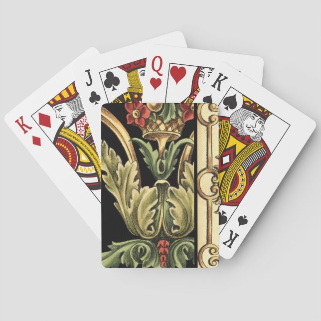 Baralho Design floral decorativo com beiras pretas (Verso)