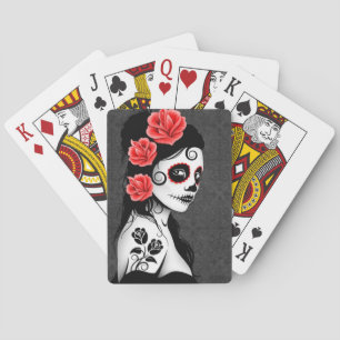 Baralho Dia da menina inoperante do crânio do açúcar -