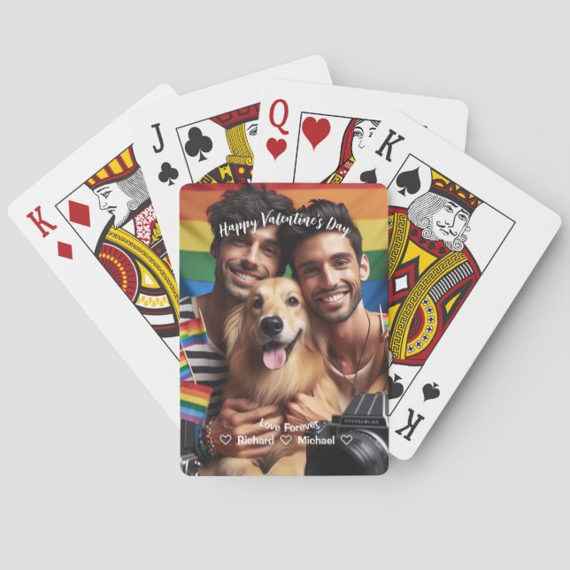 Baralho Dia de os namorados | Foto personalizada LGBT do R (Verso)