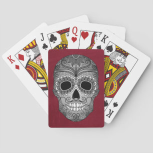 Baralho Dia retro do crânio inoperante do açúcar no cou