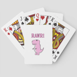 Baralho Dinossauro De T-Rex, Um Cartoon Rosa E Grito