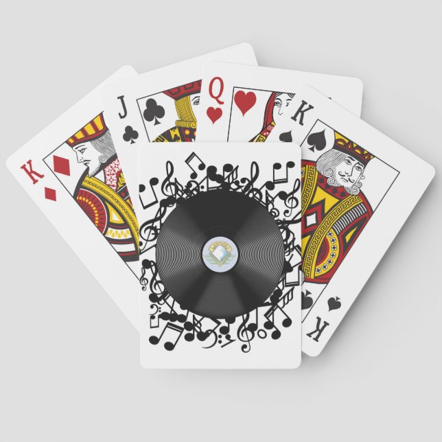 Baralho Disco de Vinil Antigo e notas musicais (Verso)