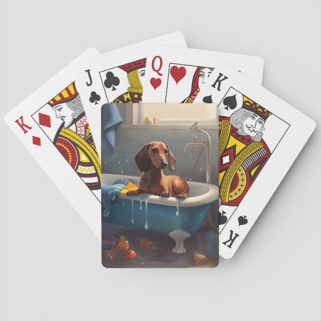 Baralho Diversão do Dachshund no Banho  (Verso)