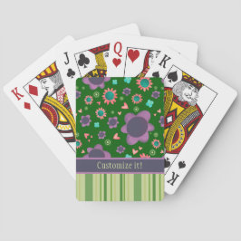 Baralho Diversão Personalizada do Padrão de Stripe Floral