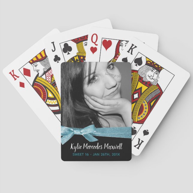 Baralho Doce 16ª Rapariga Aqua Ribbon Birthday Keepsaokic  (Verso)