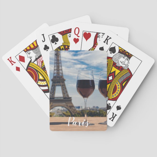 Baralho Dois copos de vinho com torre Eiffel (Verso)