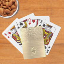 Dourado Glitter & Monograma, Nome em Letra de Form
