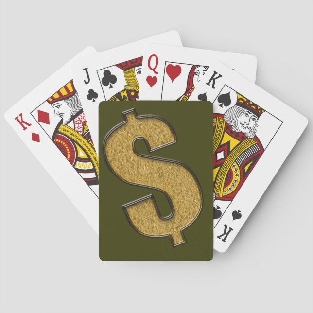 Baralho Dourado sinal de dólar incrustado (Verso)