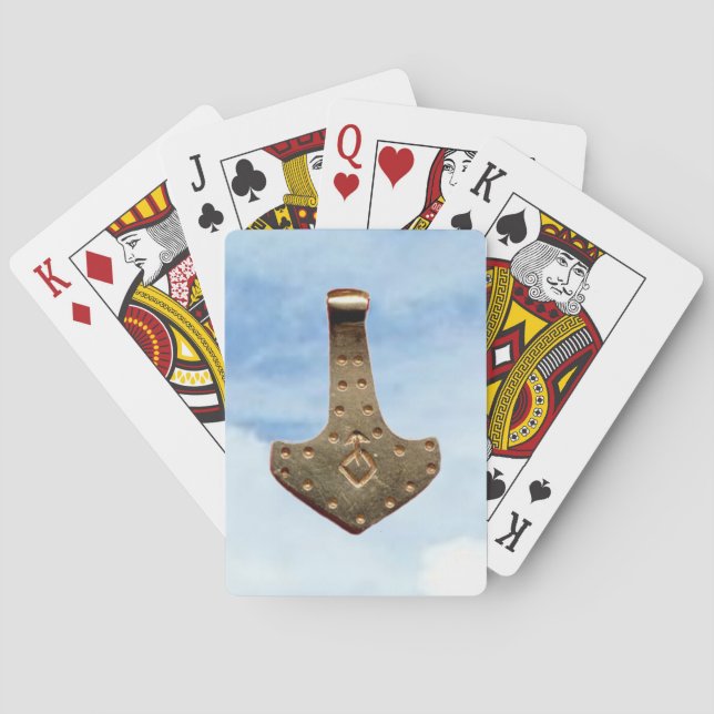 Baralho Dourado Thor Hammer nuvens Jogando cartas (Verso)