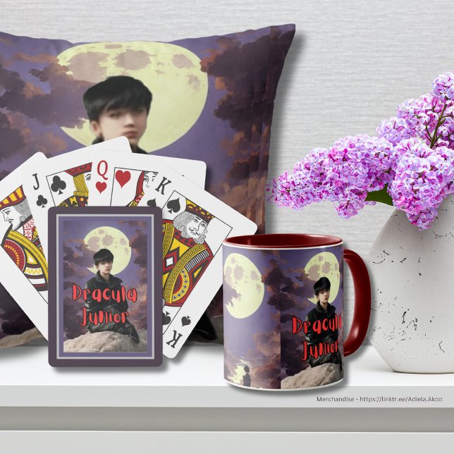 Baralho Dracula Júnior - (DJ Cards, Throw Pillow & Mug by Poet Adiela Akoo - shop my merchandise now for more great gift ideas)