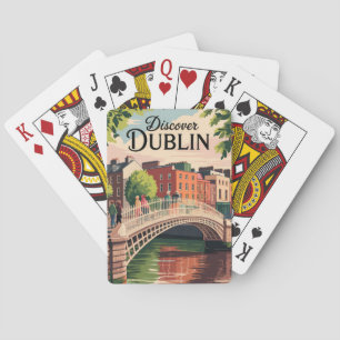 Baralho Dublin Irlanda Ilustração Viagem Art Vintage