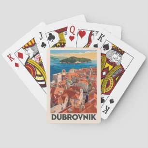 Baralho Dubrovnik Croácia Illustração Viagem Art Vintage