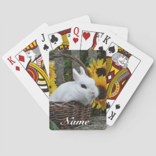 Baralho Dwarf Hotot Bunny Rabbit com girassóis