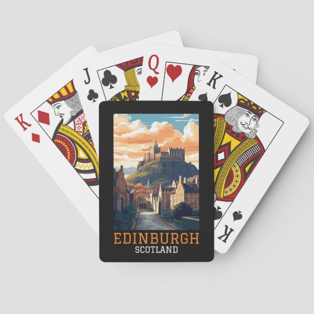 Baralho Edinburgh Scotland Castle Retro Viagens vintage (Verso)