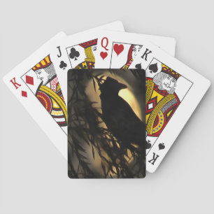 Baralho Eerie Raven Silhouette Contra Uma Lua Brilhante