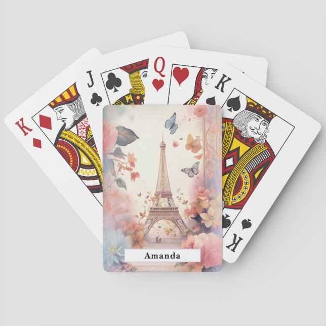 Baralho Eiffel Tower Butterflies and Flowers (Verso)